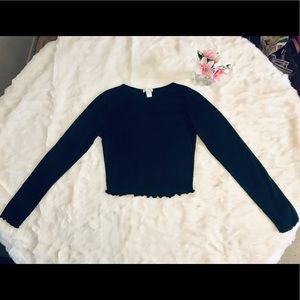 Ribbed Black Fitted Top NWOT
